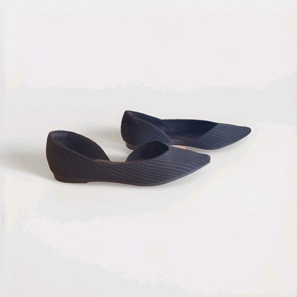 Vivaia Melia Pointed Toe D Orsay Black Slip On Flats Size 41 US 9.5 Minimalist